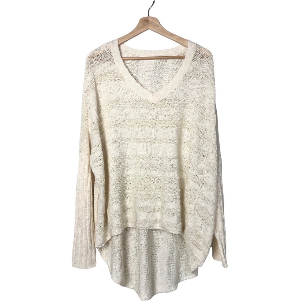Boutique Textured Knit Pullover V-Neck High Low Sweater 2